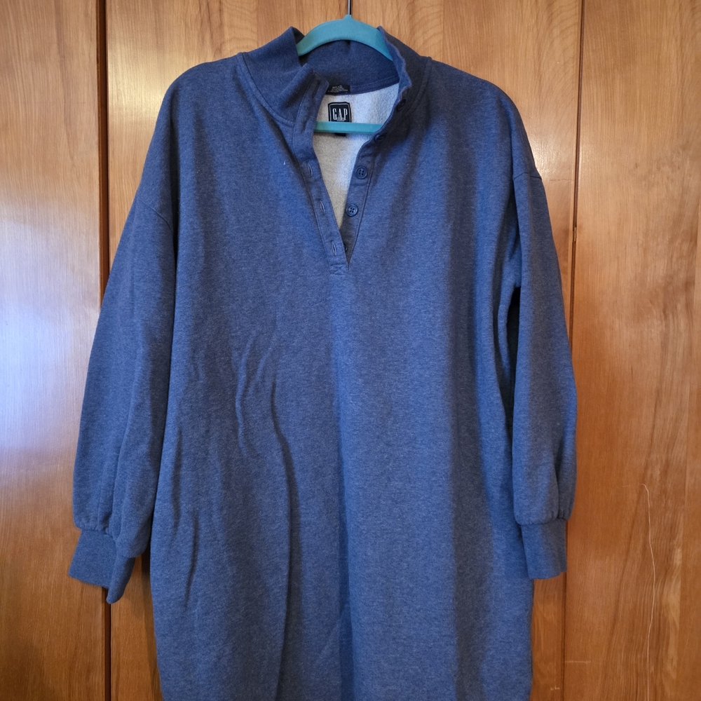 GAP Blue Henley Sweatshirt Dress